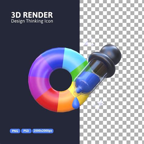 Premium PSD 3D Rendering Design Thinking Color Picker Icon