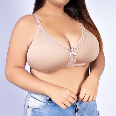 Promo O Suti Plus Size Do Ao Refor Ado Acabamento Em Renda Sem