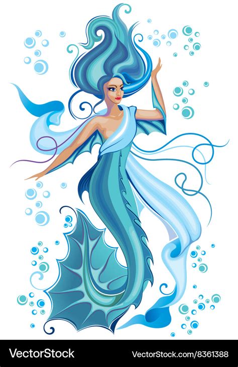 Beautiful Blue Mermaid Royalty Free Vector Image