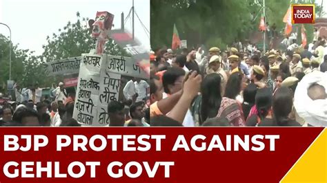 Bjp Stages Protest Against Paper Leak In Rajasthan Protesters Attempt