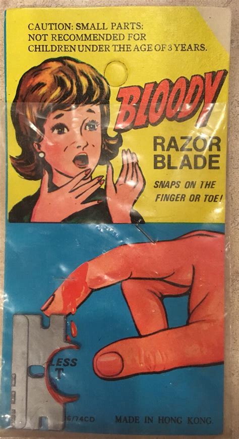 Old Carded Bloody Razor Blade Gag Great Graphics Vintage Etsy