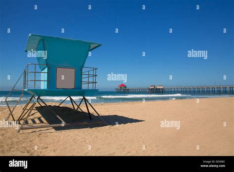 Huntington Beach Pier Surf City Usa With Lifeguard Tower In Caifornia