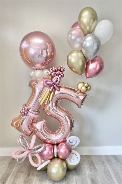 Bouquet De Globos Xv A Os Dorado Y Rosa Arreglofloral Mx Globos