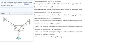 Solved The Lamp Has A Weight Of Lb And Is Supported By Chegg