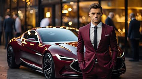 Premium Photo | Stylish Young Man Poses Beside Luxury Sports Car