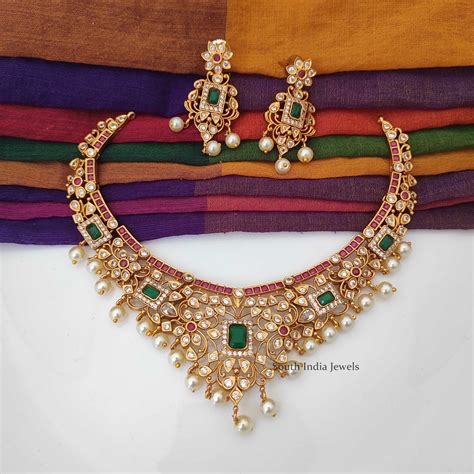 South Indian Ruby Emerald Necklace South India Jewels