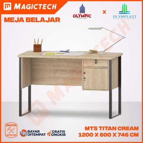 Jual MEJA TULIS KANTOR 1 2 BIRO KAKI BESI MTS TITAN OLYMPIC CREAM