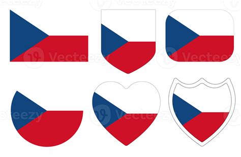 Flag Of The Czech Republic In A Design Shape Set Czech Flag Set 25863192 Png