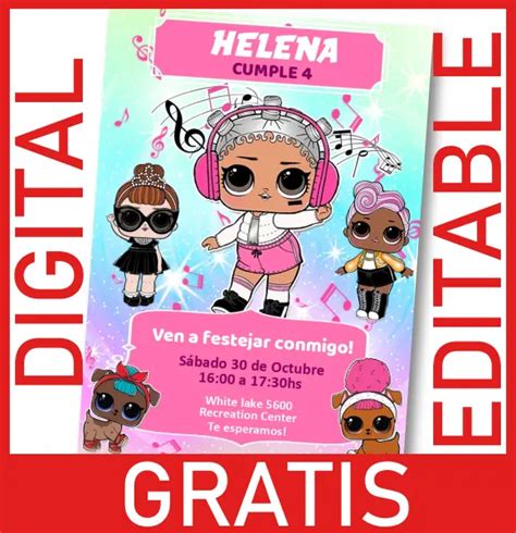 Gratis Invitaci N Mu Ecas Lol Surprise Editable Digital