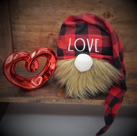 Valentine Gnome Buffalo Plaid FREE USPS SHIPPING Etsy Valentine