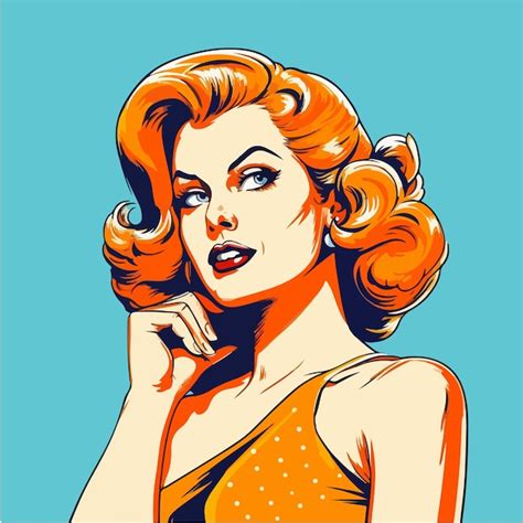 Premium Vector Op Art Pinup Girl Retro Color Style Comic Glamour