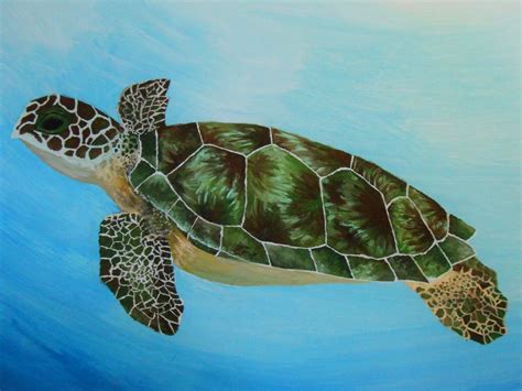 Green Sea Turtle Painting, Ocean Paintings, Sea Life Painting, Original ...