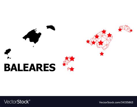 2d polygonal map baleares province with red Vector Image