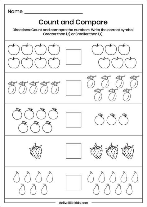 Comparing Numbers Worksheets For Kindergarten Active Little Kids