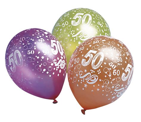 5 colorful 50th birthday balloons 30cm | Party365.com