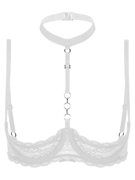 Mufeng Women S Floral Lace Bra 1 4 Cup Push Up Underwire Tops Bralette