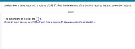 Solved A Lidless Box Is To Be Made Using 192 Square Inches Chegg