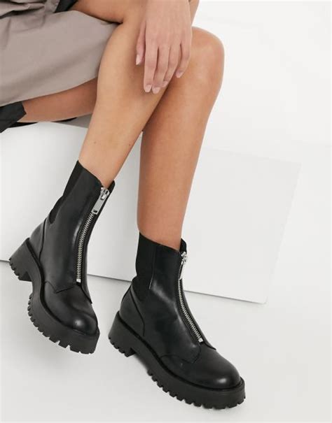 Stradivarius Zip Front Chelsea Boots In Black Asos