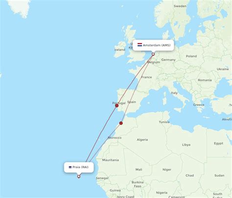 All Flight Routes From Amsterdam To Praia Ams To Rai Flight Routes