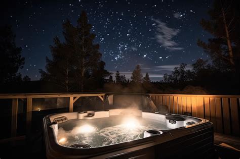 Premium AI Image | Bubbling hot tub surrounded by candles with view of ...