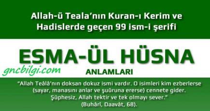 Allah ın c c 99 İsmi ve Anlamları Kısaca Esmaül Hüsna Gncbilgi