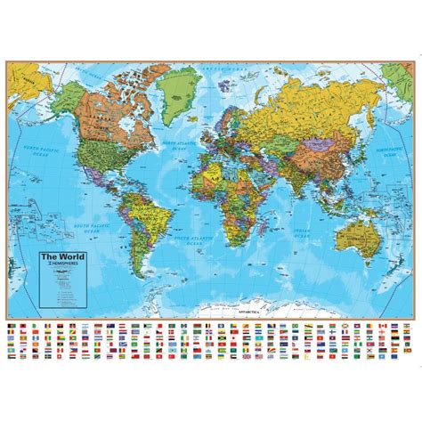 Hemispheres® Laminated Map, World RWPHM01