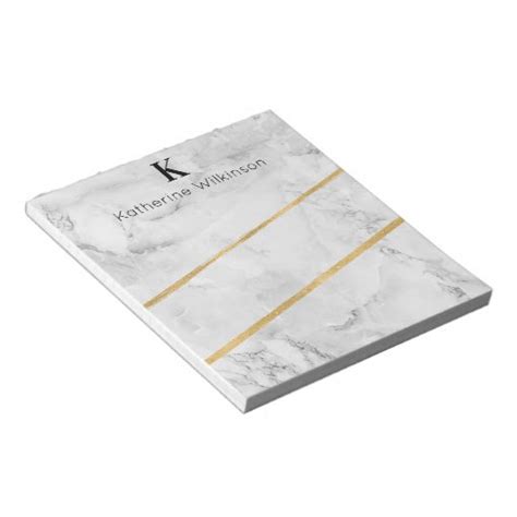 Elegant White Marble Gold Monogram Notepad Zazzle