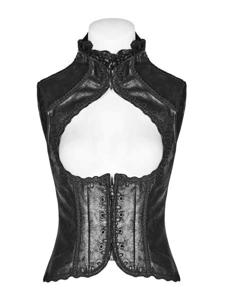 Punk Rave Black Gothic Steampunk Vintage Floral Vest For Women