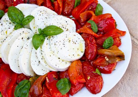 Buffalo Mozzarella With Oven Roasted Tomatoes And Peppers Italian Food Forever