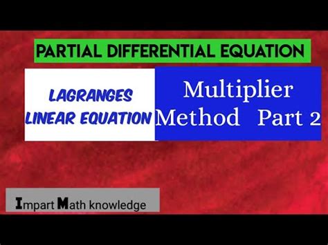 Partial Differential Equation Lagranges Method Of Multiplier