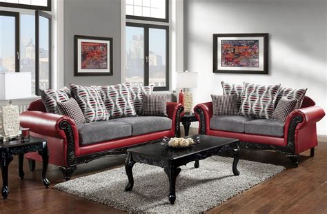 Myron Red and Light Gray Living Room Set from Furniture of America | Coleman Furniture