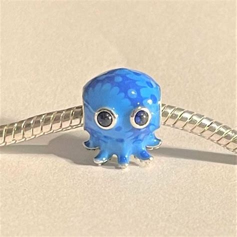 Ocean Bubbles Waves Octopus Charm Fits Pandora Bracelet Blue