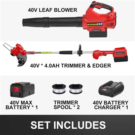 Powersmart 40v Lithium Ion Cordless String Trimmer Edger And Blower Combo Kit 7lb Ps76500c