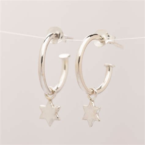 Silver Star Hoop Earrings Etta Koko Jewellery