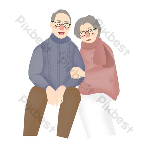 Elemen Komersil Ilustrasi Watak Datuk Dan Nenek Tua Yang Kartun