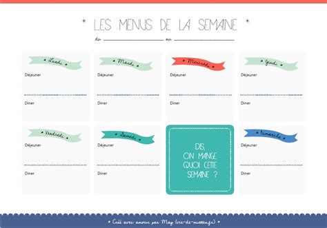 Planning Menu De La Semaine A Imprimer Gamboahinestrosa