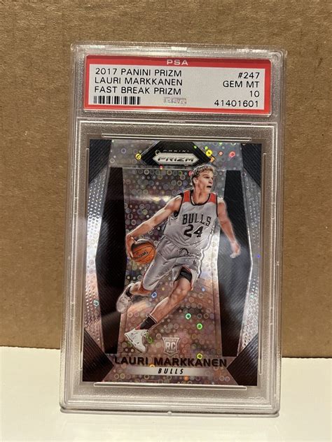 2017 18 Panini Prizm Lauri Markkanen Rookie RC Fast Break Prizm PSA 10