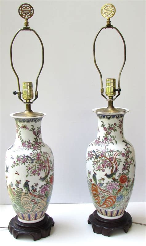 Pair Chinoiserie Porcelain Lamps - Pagoda shades - Chinese Porcelain ...