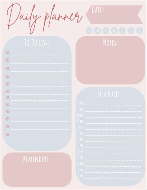 Aesthetic Daily Planner | Daily planner, Undated daily planner ...