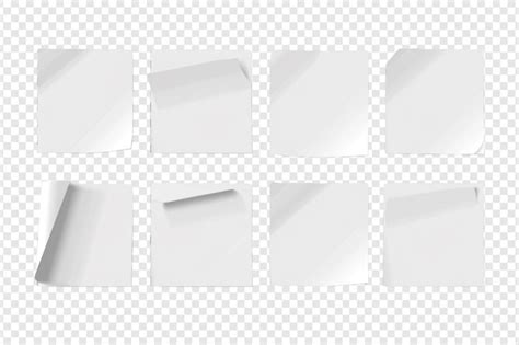 Set Of White Square Sticker Isolated On Transparent Background