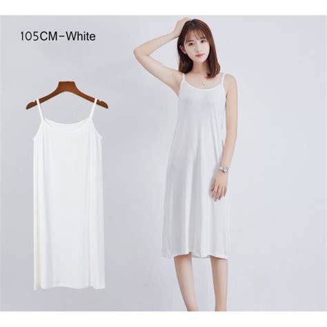 Ensemble De Lingerie Robe En Modal Bretelles Spaghetti Pour Femme Sous Robe Longue Jupon Nik