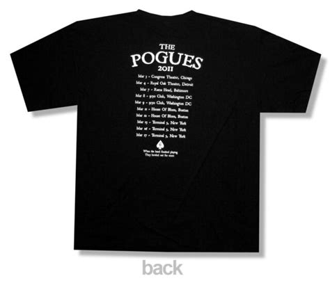 The Pogues Spade Original Pogue Mahone USA 2011 Tour Black T Shirt New