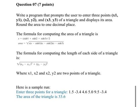 Solved Write A Program That Prompts The User To Enter Three Chegg