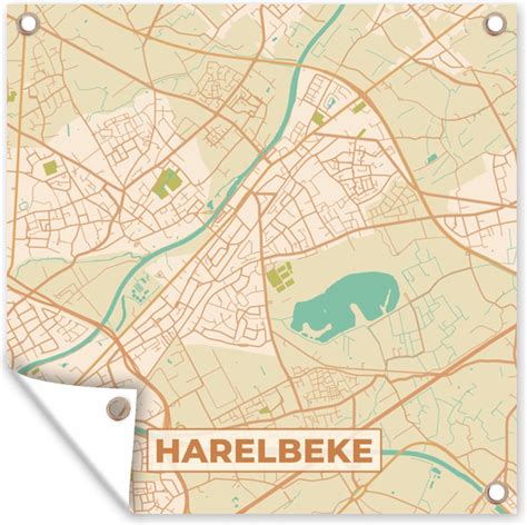 Tuinposters Harelbeke Kaart Vintage Stadskaart Plattegrond