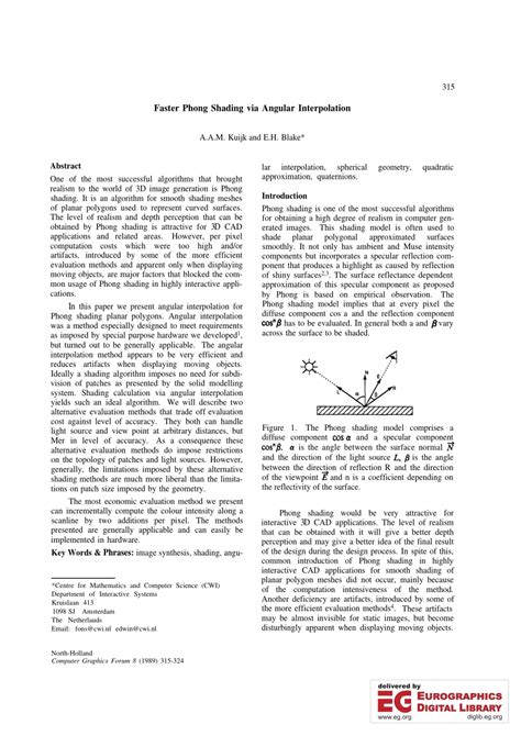 (PDF) Faster Phong Shading via Angular Interpolation