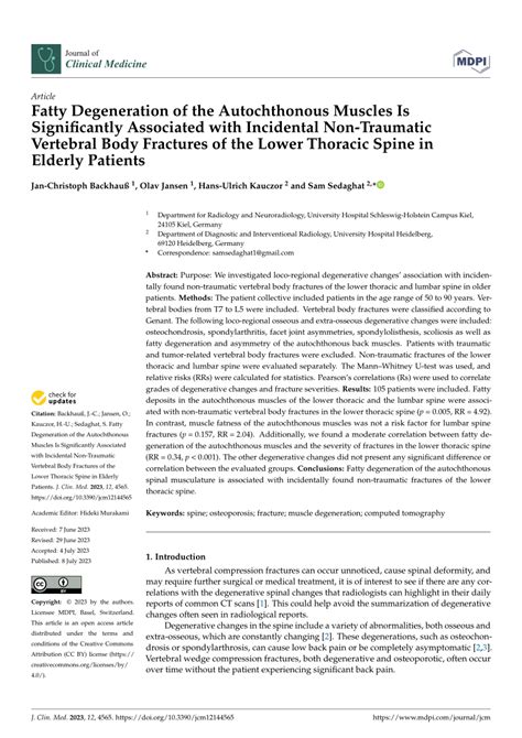 (PDF) Fatty Degeneration of the Autochthonous Muscles Is Significantly ...