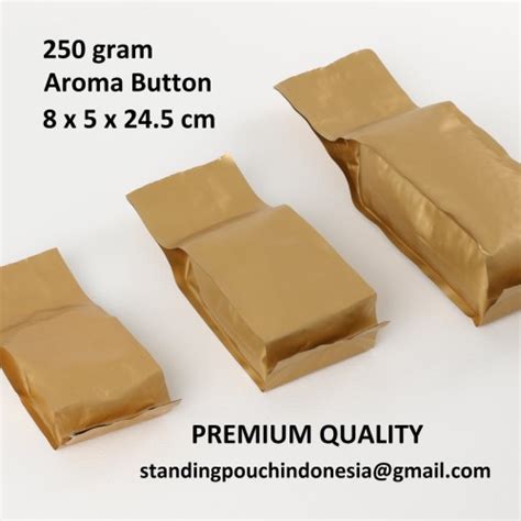 Jual Kemasan Kopi Gusset Quad Seal G Valve Gold Premium