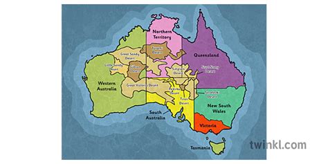 Australian Deserts Map Illustration