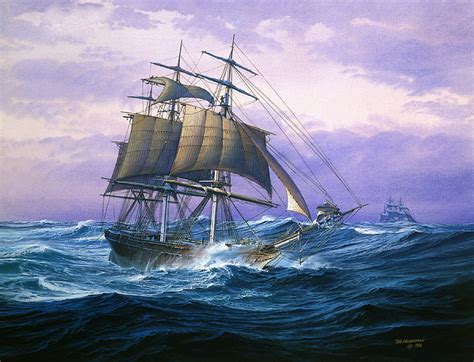 HD Wallpaper Gray And White Galleon Ship Painting Wave The Ocean