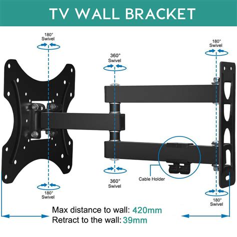 Wall Bracket Slim Swivel Tilt Mount Lcd Led For 32 37 42 46 50 55 Inch